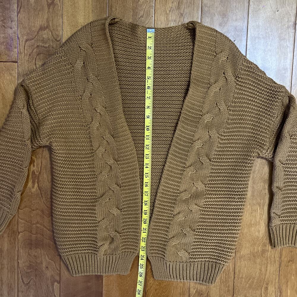 Brown Chunky Knit Cardigan Sweater Size Small Preppy Boho Casual Relaxed Indie - Picture 5 of 8